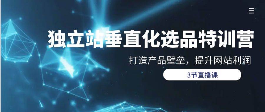 独立站-垂直化选品训练营，打造产品壁垒，提升网站利润（3节直播课）-沃创网