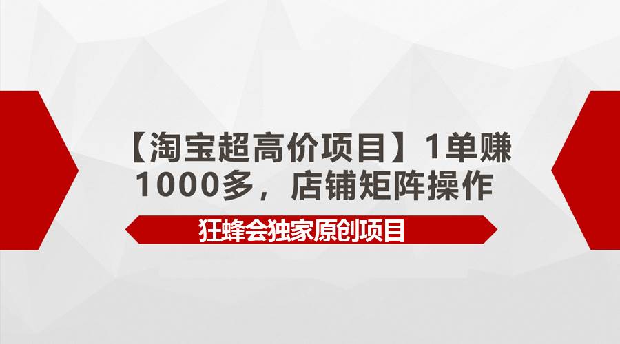 【淘宝超高价项目】1单赚1000多，店铺矩阵操作-沃创网