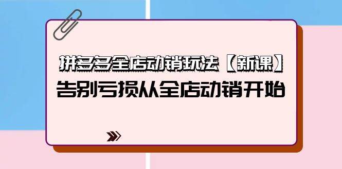 拼多多全店动销玩法【新课】，告别亏损从全店动销开始（4节视频课）-沃创网