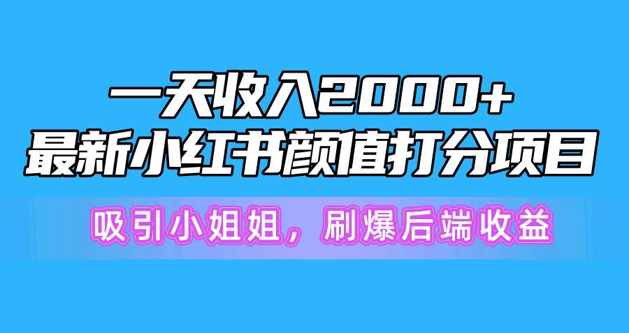 一天收入2000+，最新小红书颜值打分项目，吸引小姐姐，刷爆后端收益-沃创网