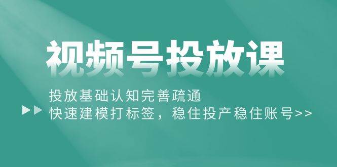 视频号投放课：投放基础认知完善疏通，快速建模打标签，稳住投产稳住账号-沃创网