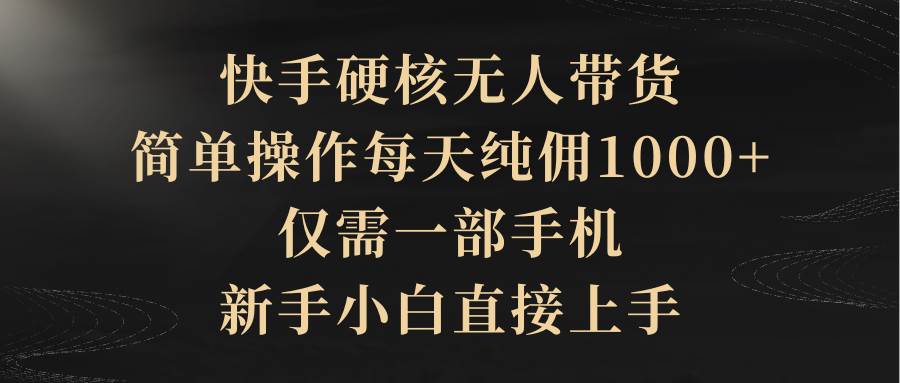 快手硬核无人带货，简单操作每天纯佣1000+,仅需一部手机，新手小白直接上手-沃创网