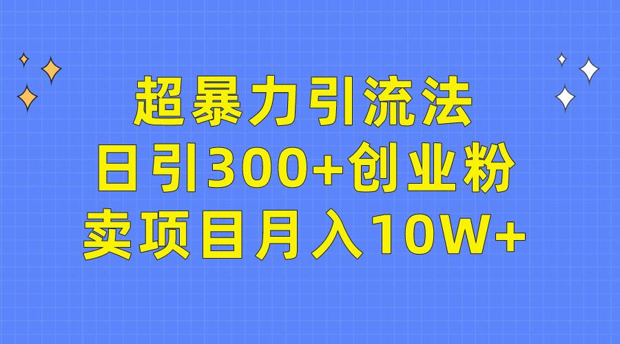 超暴力引流法，日引300+创业粉，卖项目月入10W+-沃创网