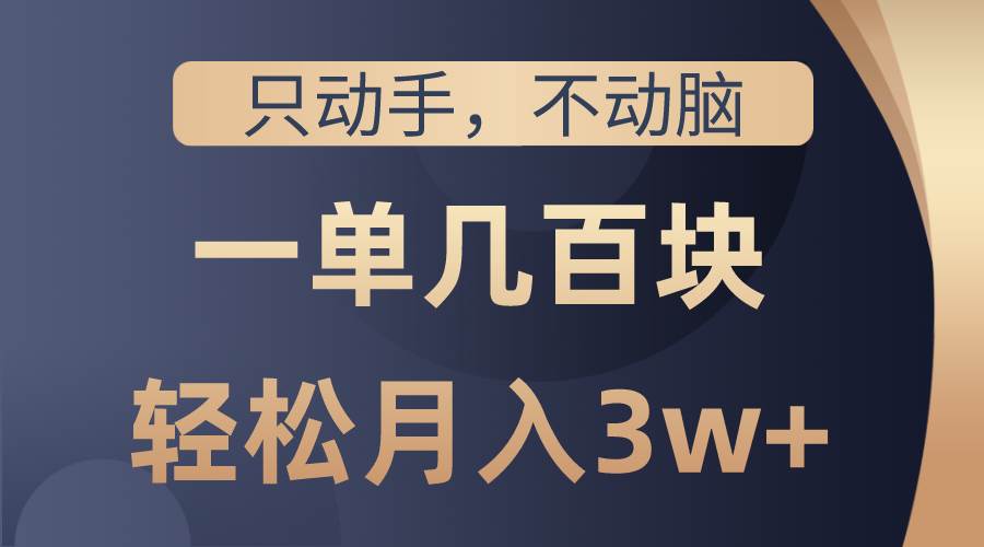 只动手不动脑，一单几百块，轻松月入3w+，看完就能直接操作，详细教程-沃创网