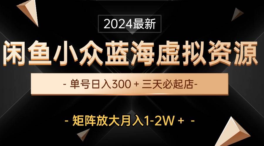最新闲鱼小众蓝海虚拟资源，单号日入300＋，三天必起店，矩阵放大月入1-2W-沃创网