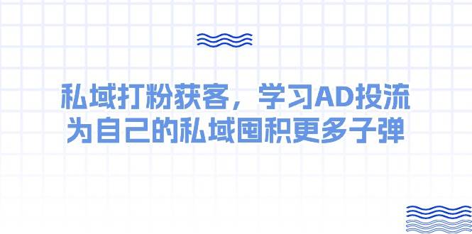 某收费课：私域打粉获客，学习AD投流，为自己的私域囤积更多子弹-沃创网
