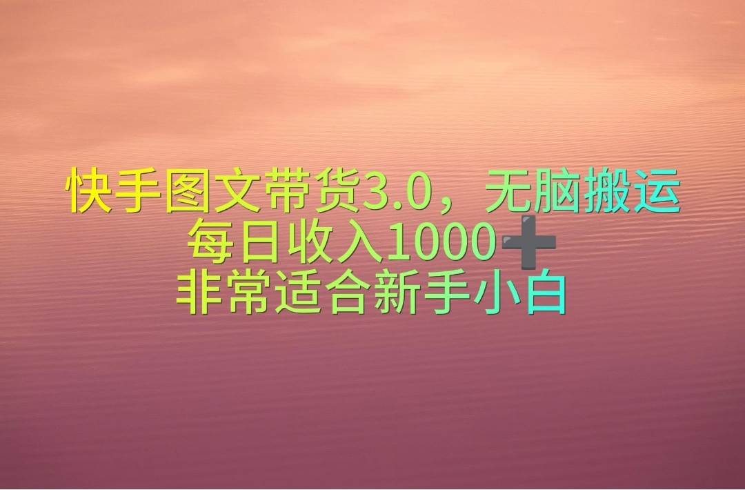 快手图文带货3.0，无脑搬运，每日收入1000＋，非常适合新手小白-沃创网