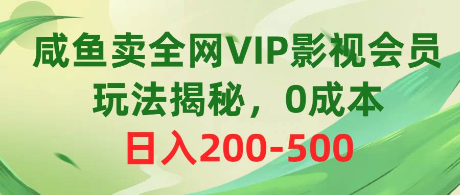 咸鱼卖全网VIP影视会员，玩法揭秘，0成本日入200-500-沃创网
