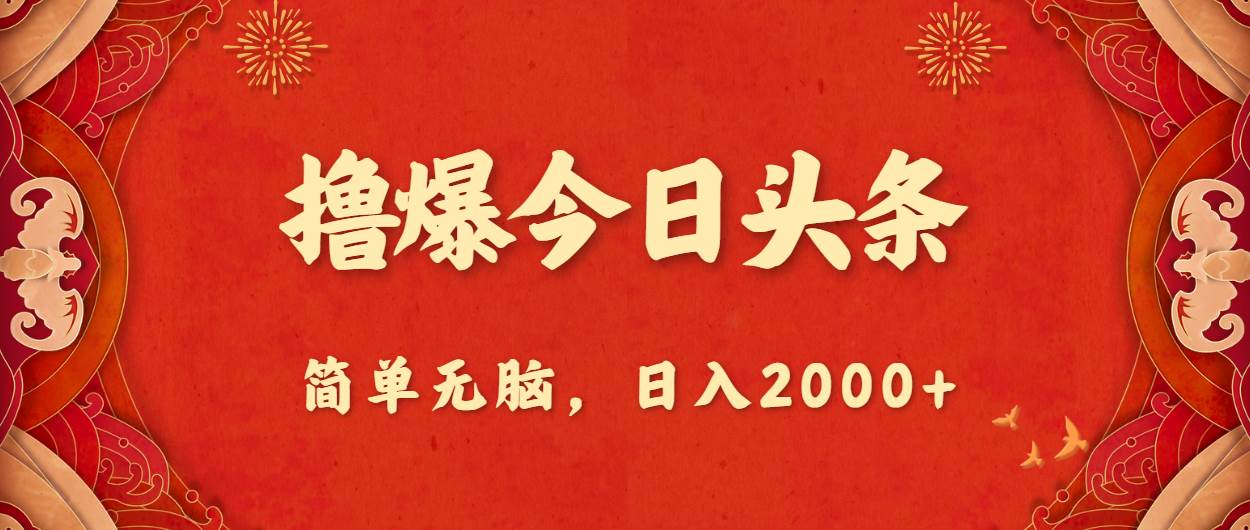 撸爆今日头条，简单无脑，日入2000+-沃创网