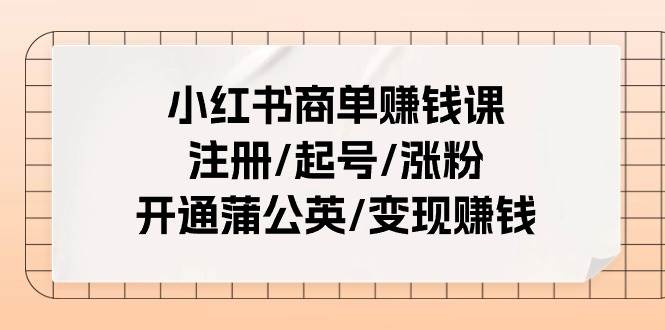 小红书商单赚钱课：注册/起号/涨粉/开通蒲公英/变现赚钱（25节课）-沃创网