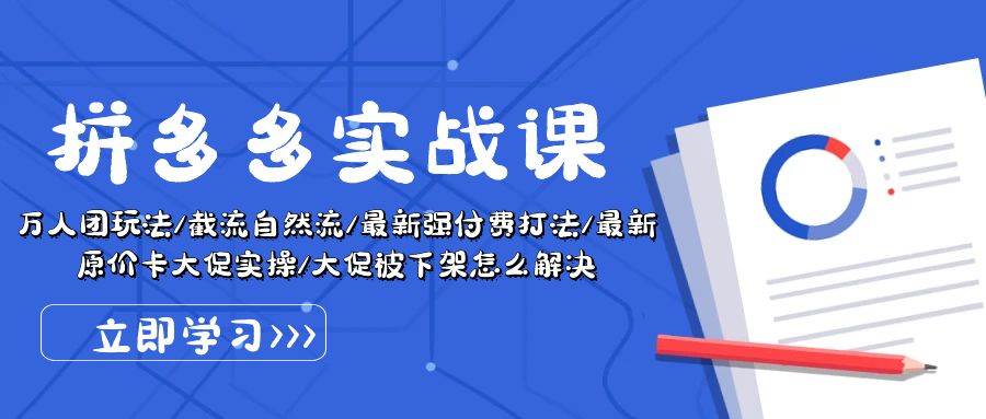拼多多·实战课：万人团玩法/截流自然流/最新强付费打法/最新原价卡大促..-沃创网