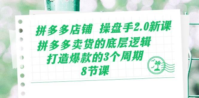 拼多多店铺 操盘手2.0新课，拼多多卖货的底层逻辑，打造爆款的3个周期-8节-沃创网