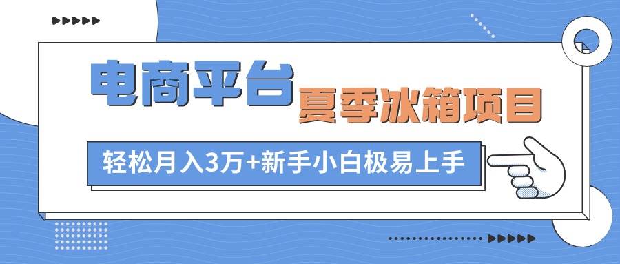 电商平台夏季冰箱项目，轻松月入3万+，新手小白极易上手-沃创网