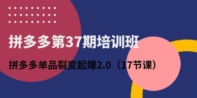 拼多多第37期培训班：拼多多单品裂变起爆2.0（17节课）-沃创网