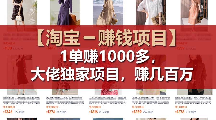 【淘宝赚钱项目】1单可赚1000多，大佬独家项目，年赚几百万-沃创网