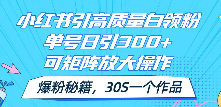 小红书引高质量白领粉，单号日引300+，可放大操作，爆粉秘籍！30s一个作品-沃创网