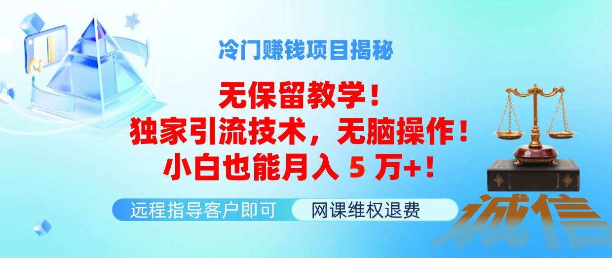 冷门赚钱项目无保留教学！独家引流技术，无脑操作！小白也能月入5万+！-沃创网
