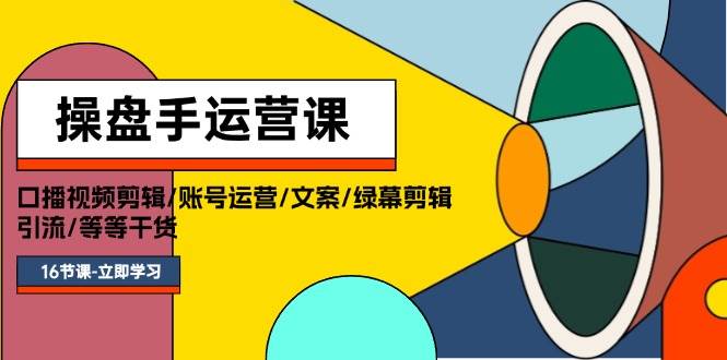 操盘手运营课程：口播视频剪辑/账号运营/文案/绿幕剪辑/引流/干货/16节-沃创网