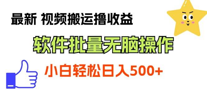最新视频搬运撸收益，软件无脑批量操作，新手小白轻松上手-沃创网