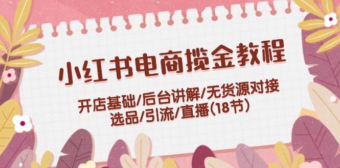 小红书电商揽金教程：开店基础/后台讲解/无货源对接/选品/引流/直播(18节)-沃创网