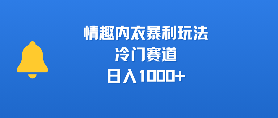 情趣内衣暴利玩法，冷门赛道，日入1000+-沃创网