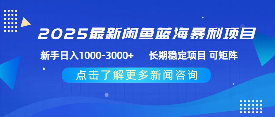 2025最新闲鱼蓝海暴利项目 ，新手日入1000-3000+ 长期稳定项目 可矩阵-沃创网