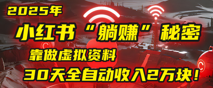 2025年，小红书的“躺赚”秘密被我扒出来了，靠做虚拟资料，30天全自动收入2万块！-沃创网