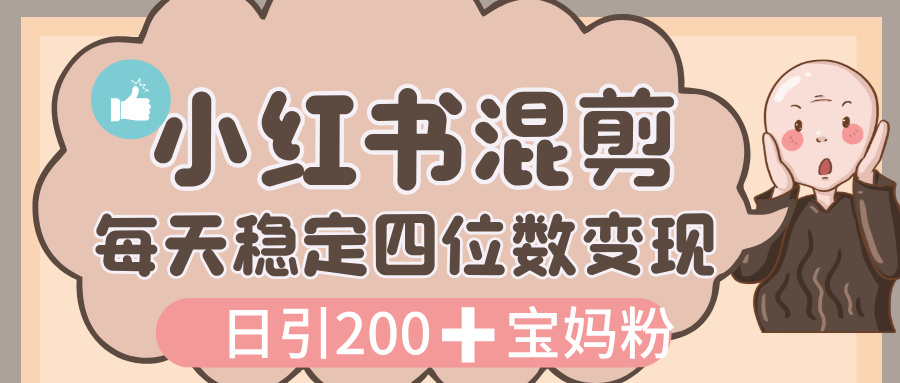 价值 3980 的小红书混剪， 虚拟变现，日引 200+宝妈创业粉，每天稳定四位数变现-沃创网