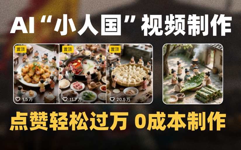 爆款1000W+微缩景观迷你小人国AI视频，0成本制作全流程教学-沃创网