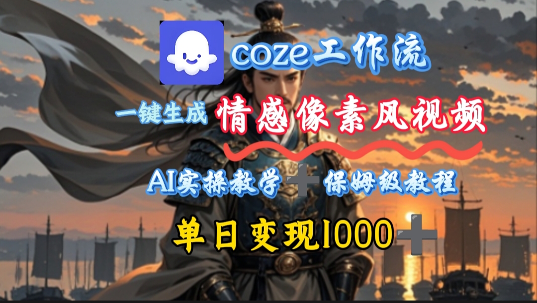 用coze工作流一键生成情感像素风视频，几分钟一条，单日变现500+-沃创网