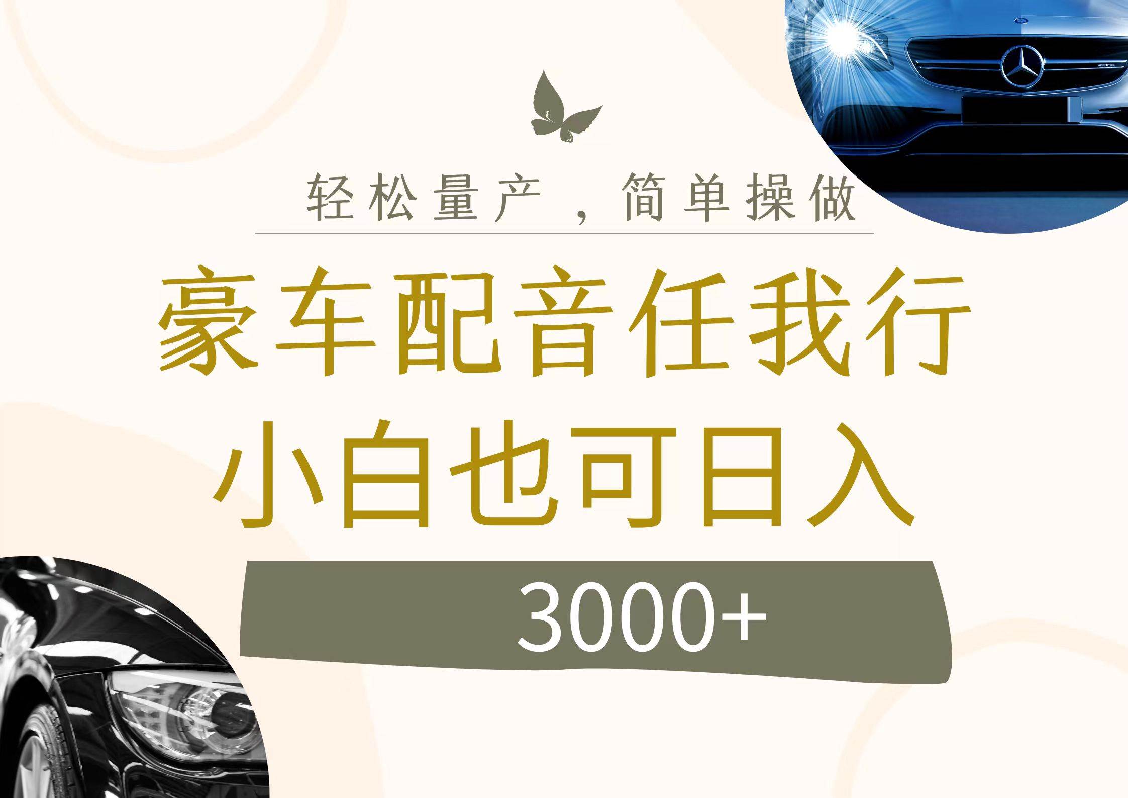 不为人知的暴力小项目，豪车配音，日入3000+-沃创网