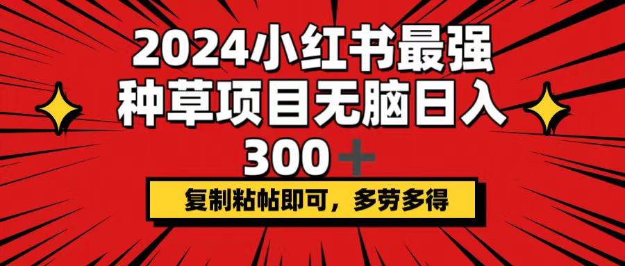 2024小红书最强种草项目，无脑日入300+，复制粘帖即可，多劳多得-沃创网