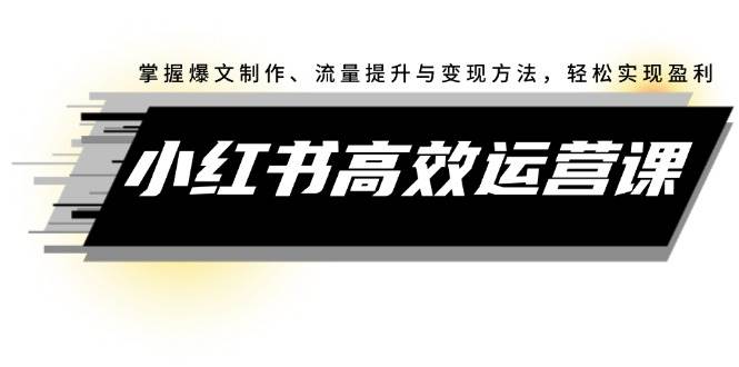 小红书高效运营课：掌握爆文制作、流量提升与变现方法，轻松实现盈利-沃创网